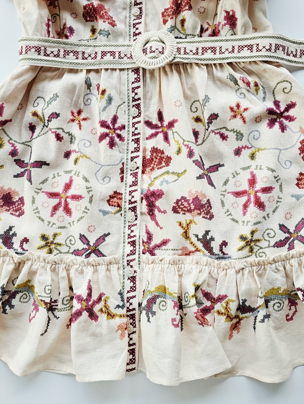 Caroline Constas Zimmermann Cream Embroidered Dress Floral Lace Rare NWT $450 - Picture 5 of 9